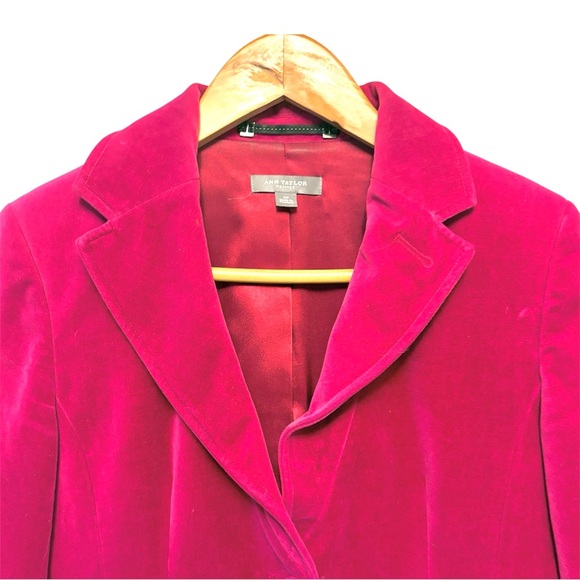 Ann Taylor Petites Fuschia Pink Lined Velvet Jacket 2004, Womens size 4P petite - Picture 14 of 16